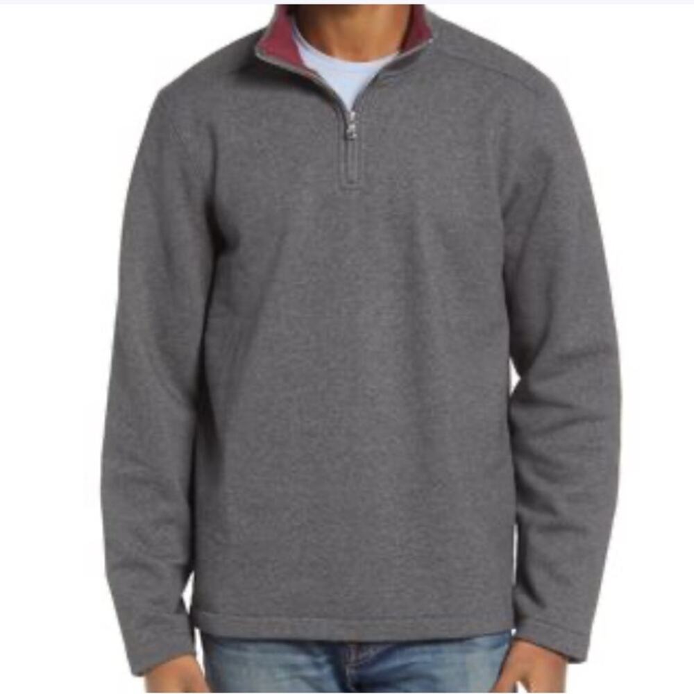Bonobos Pique Fleece Half Zip Pullover - Dark Heather Grey Size L